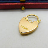 Edwardian 9ct Gold Charm Bracelet Heart Lock Clasp Antique c1910