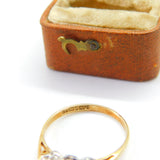 9ct Yellow Gold, Sapphire & Spinel Set Three-Stone Ring 1970 London Vintage