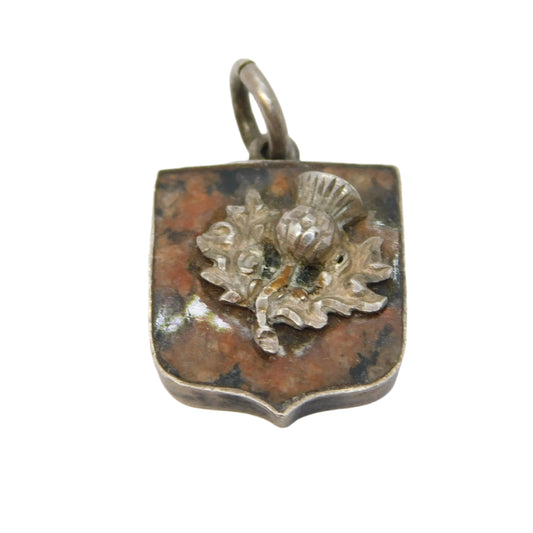 ANTIQUE SCOTTISH THISTLE GRANITE CHARM PENDANT