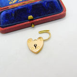 Edwardian 9ct Gold Charm Bracelet Heart Lock Clasp Antique c1910