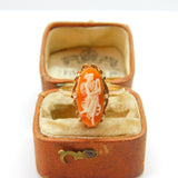9ct Yellow Gold Carved Shell Cameo Set Dress Ring Birmingham 1993 Vintage