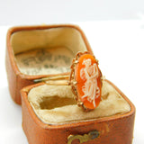 9ct Yellow Gold Carved Shell Cameo Set Dress Ring Birmingham 1993 Vintage