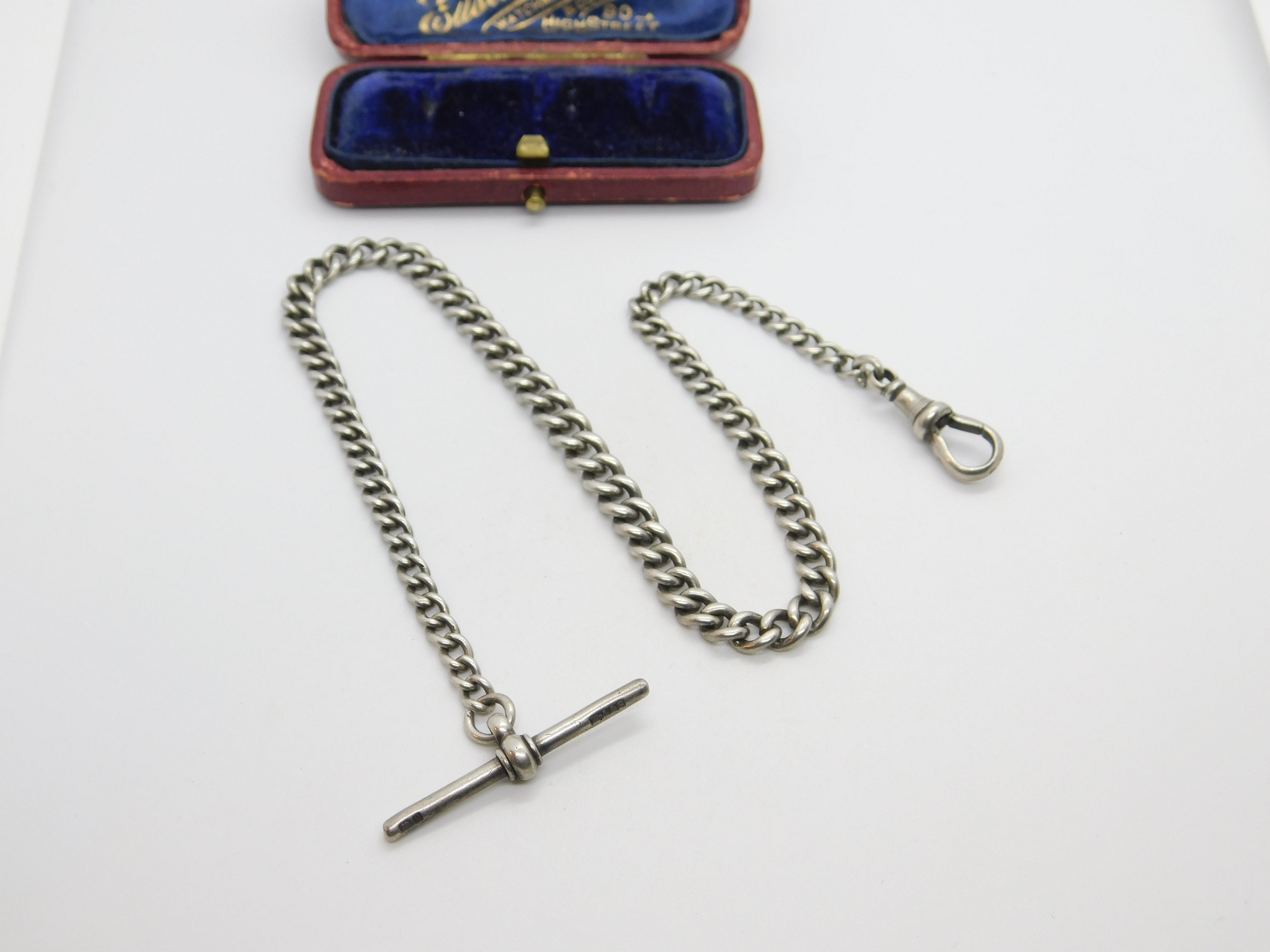 Edwardian Sterling Silver Graduating Albert Watch Chain 1904 Birmingha ...