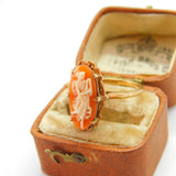 9ct Yellow Gold Carved Shell Cameo Set Dress Ring Birmingham 1993 Vintage