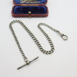 Edwardian Sterling Silver Graduating Albert Watch Chain 1904 Birmingham Antique