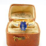 9ct Yellow Gold, Blue Spinel & Diamond Set Dress Ring Vintage 2007 Birmingham