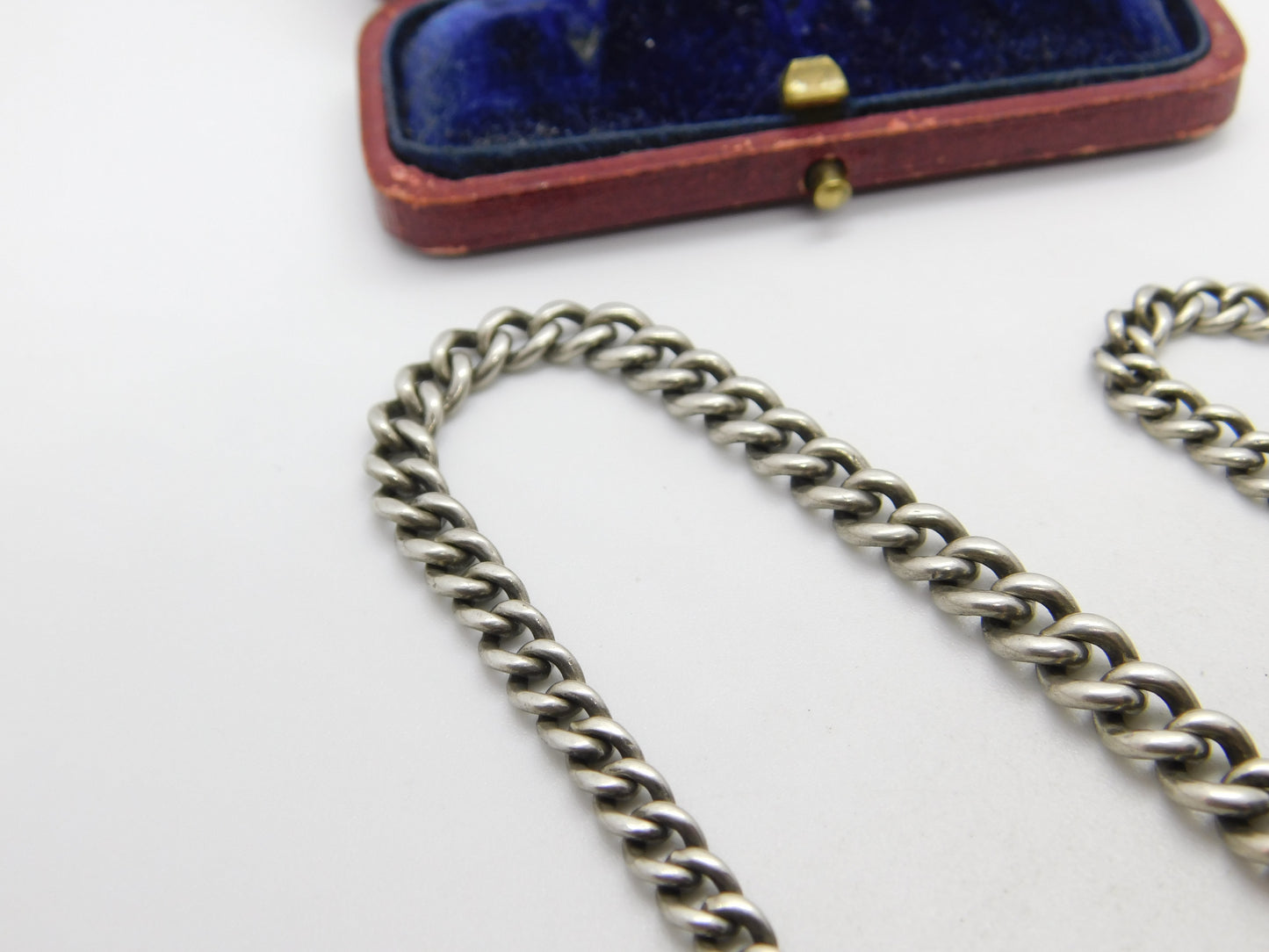 Edwardian Sterling Silver Graduating Albert Watch Chain 1904 Birmingham Antique