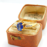 9ct Yellow Gold, Blue Spinel & Diamond Set Dress Ring Vintage 2007 Birmingham