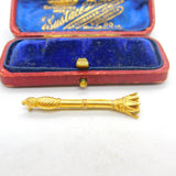Edwardian 10ct Yellow Gold Masonic Regal Staff Brooch Antique c1910