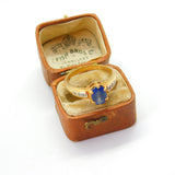 9ct Yellow Gold, Blue Spinel & Diamond Set Dress Ring Vintage 2007 Birmingham