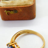 9ct Yellow Gold, Blue Spinel & Diamond Set Dress Ring Vintage 2007 Birmingham