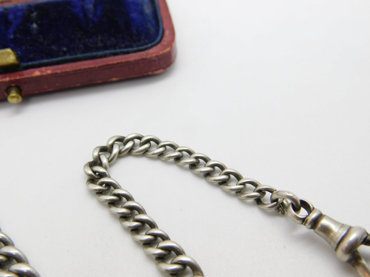 Edwardian Sterling Silver Graduating Albert Watch Chain 1904 Birmingham Antique