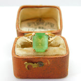 Edwardian 9ct Yellow Gold & Green Peridot Paste Set Dress Ring c1910 Antique