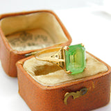 Edwardian 9ct Yellow Gold & Green Peridot Paste Set Dress Ring c1910 Antique
