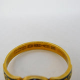 Victorian 18ct Gold, Black Enamel, Turquoise & Pearl Mourning Ring Antique 1889 Chester