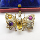 Austro-Hungarian .800 Silver, Pearl & Paste Butterfly Clip Brooch Antique c1880