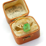 Edwardian 9ct Yellow Gold & Green Peridot Paste Set Dress Ring c1910 Antique