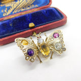 Austro-Hungarian .800 Silver, Pearl & Paste Butterfly Clip Brooch Antique c1880