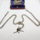 Victorian Sterling Silver Double Albert Watch Chain with Tassel Fob 1895 Antique