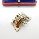 Austro-Hungarian .800 Silver, Pearl & Paste Butterfly Clip Brooch Antique c1880