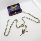 Victorian Sterling Silver Double Albert Watch Chain with Tassel Fob 1895 Antique
