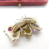 Austro-Hungarian .800 Silver, Pearl & Paste Butterfly Clip Brooch Antique c1880