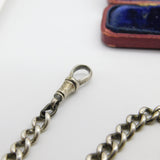 Victorian Sterling Silver Double Albert Watch Chain with Tassel Fob 1895 Antique