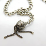 Victorian Sterling Silver Double Albert Watch Chain with Tassel Fob 1895 Antique