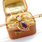Edwardian 9ct Gold, 0.2ct Diamond & Almandine Garnet Spider Insect Brooch c1910