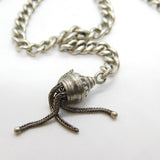 Victorian Sterling Silver Double Albert Watch Chain with Tassel Fob 1895 Antique
