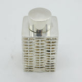 Victorian Sterling Silver Wicker Style Small Tea Caddy Antique 1900 Sheffield