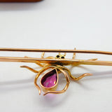 Edwardian 9ct Gold, 0.2ct Diamond & Almandine Garnet Spider Insect Brooch c1910