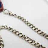 Victorian Sterling Silver Double Albert Watch Chain with Tassel Fob 1895 Antique