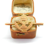 WWII-era 9ct Rose Gold 'RAF' Wings & Crown Sweetheart Brooch Antique c1940