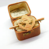 WWII-era 9ct Rose Gold 'RAF' Wings & Crown Sweetheart Brooch Antique c1940