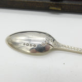 Boxed Victorian Set of Floral Sterling Silver Teaspoons & Tongs 1882 London