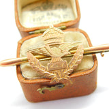 WWII-era 9ct Rose Gold 'RAF' Wings & Crown Sweetheart Brooch Antique c1940