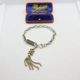 Victorian Sterling Silver French Albertina Bracelet with Tassel Antique c1890