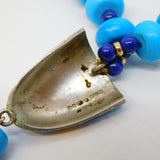 9ct Gold Beaded Turquoise & Lapis Lazuli Drop Necklace Vintage 2008 London
