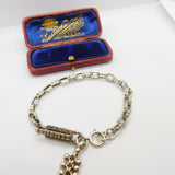 Victorian Sterling Silver French Albertina Bracelet with Tassel Antique c1890
