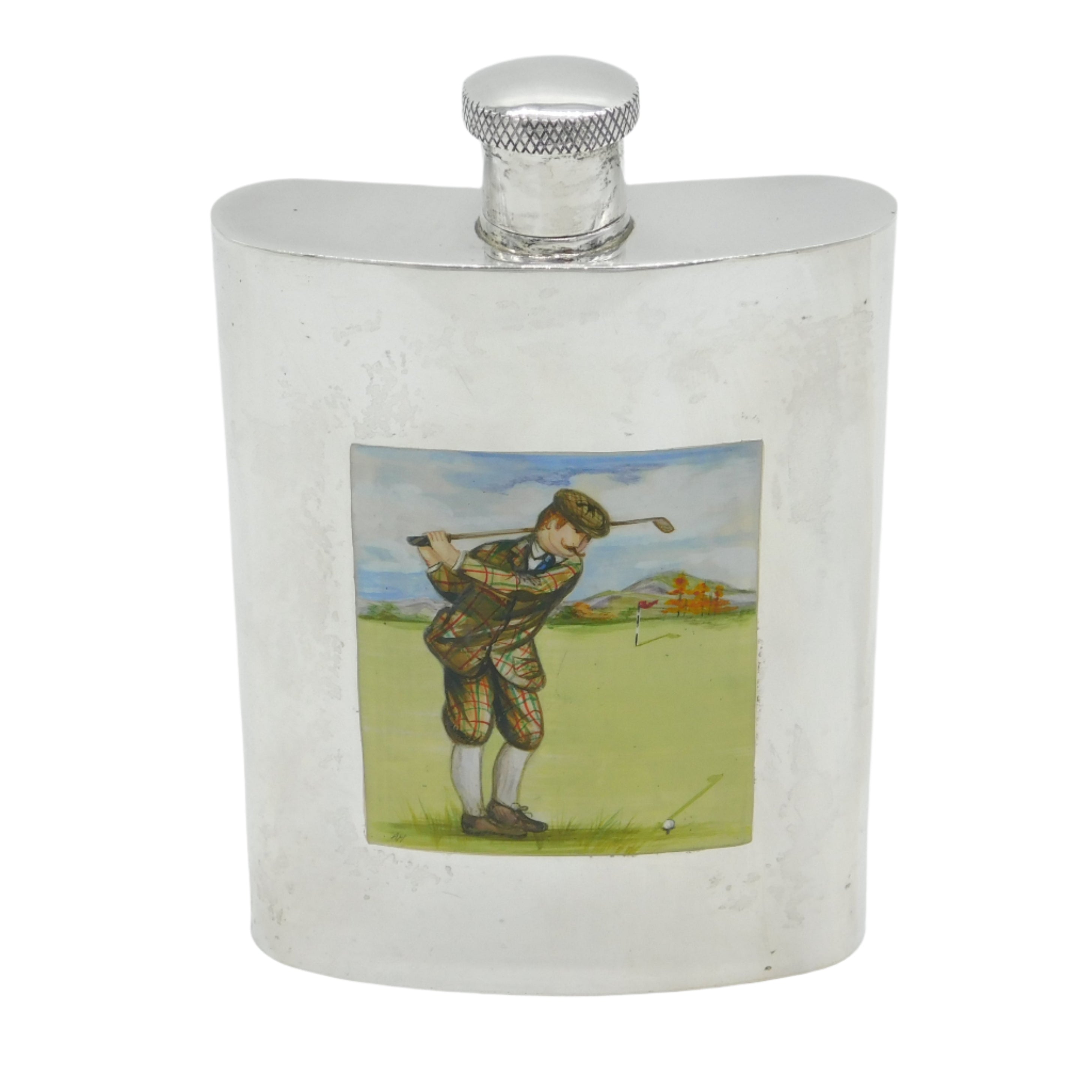 Antique Silver & Enamel Hip Flask 