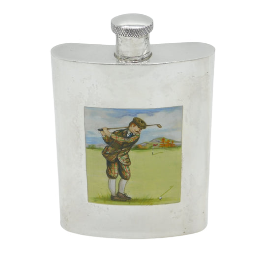 Antique Silver & Enamel Hip Flask 