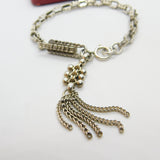Victorian Sterling Silver French Albertina Bracelet with Tassel Antique c1890