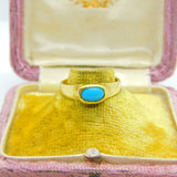 18ct Yellow Gold Cabochon Turquoise Set Band Ring 1921 Birmingham Antique