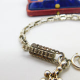 Victorian Sterling Silver French Albertina Bracelet with Tassel Antique c1890