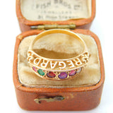 9ct Yellow Gold Acrostic Ring Stones Spelling 'REGARD' Antique c1920 Art Deco