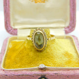 9ct Yellow Gold & Citrine Set Band Ring 1971 Birmingham Vintage Size P 1/2 UK