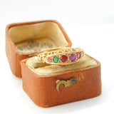 9ct Yellow Gold Acrostic Ring Stones Spelling 'REGARD' Antique c1920 Art Deco
