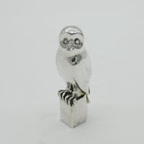 Cast Sterling Silver Heavy Perched Owl Paperweight Vintage 2003 London