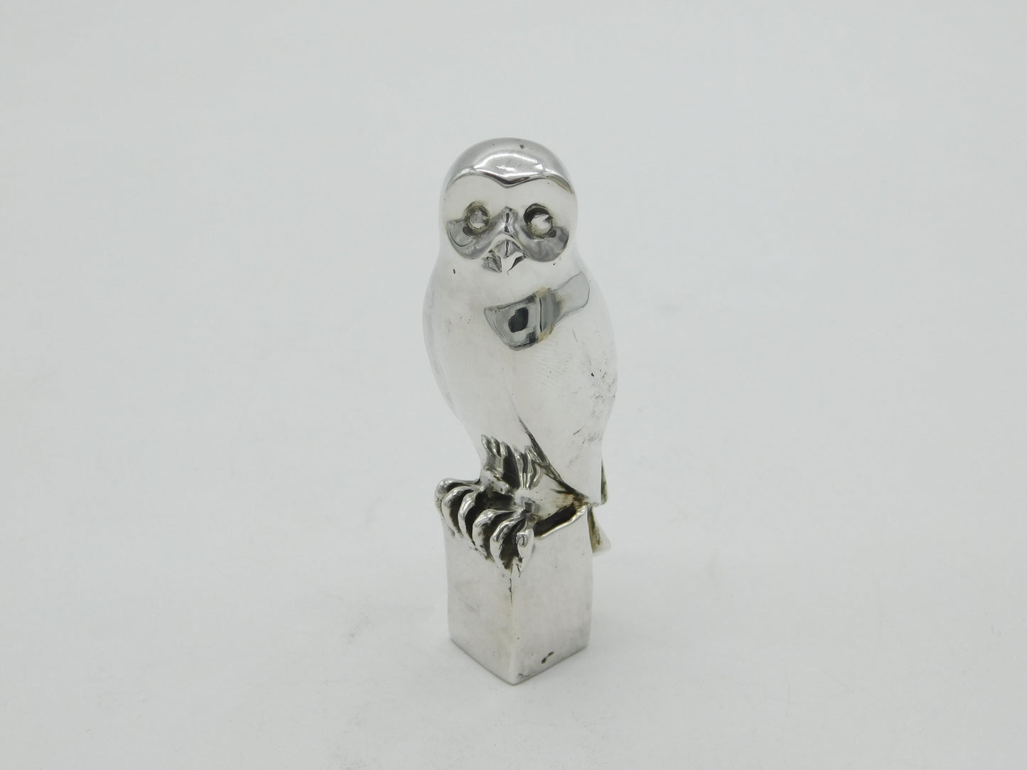 Cast Sterling Silver Heavy Perched Owl Paperweight Vintage 2003 London